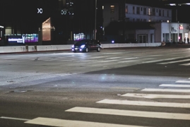 Pedestrian crossing at night
